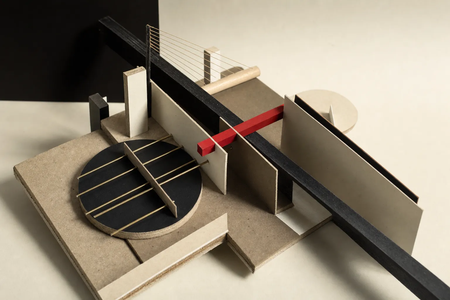 Constructivist study model representing layered institutional systems and legal structures