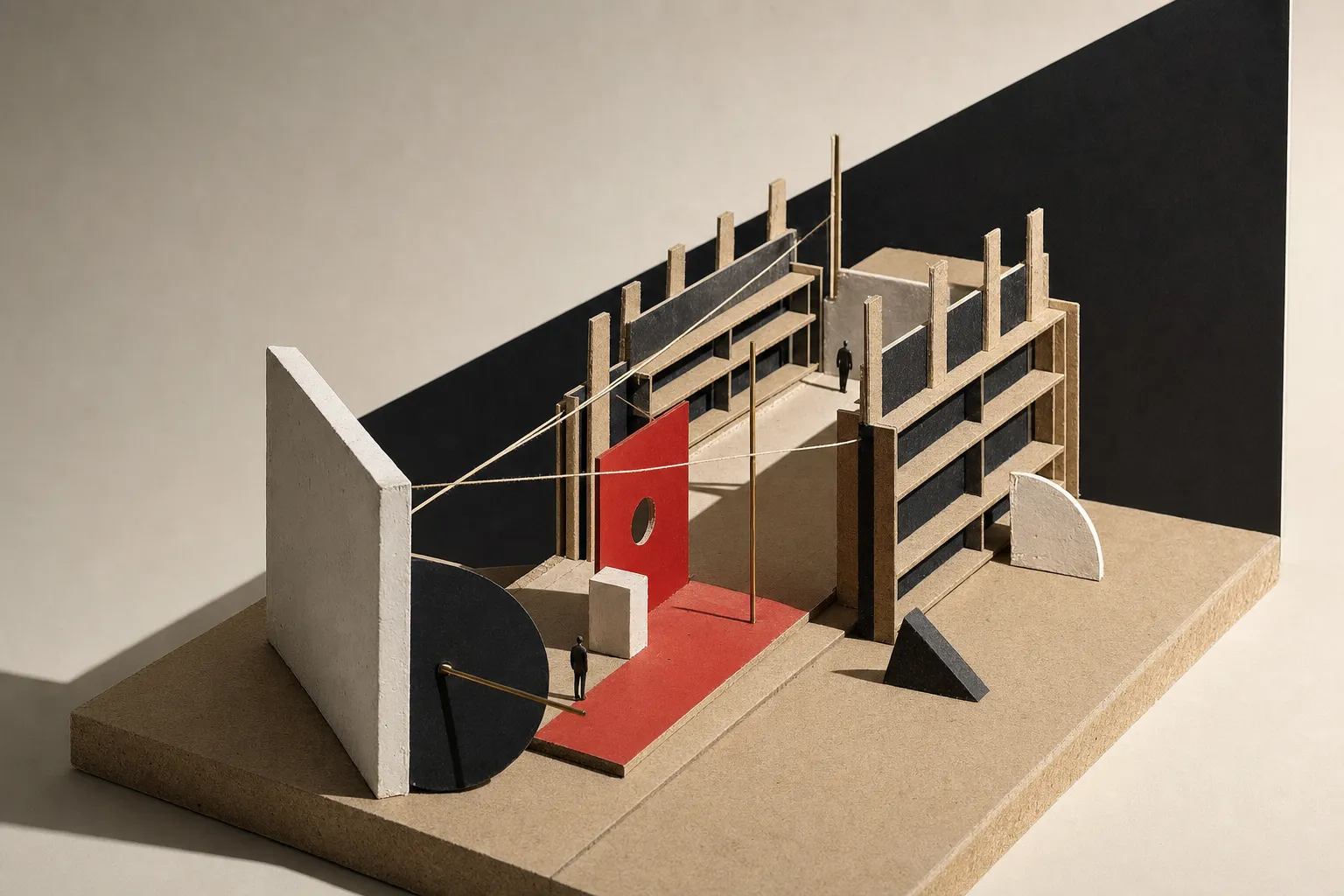 Constructivist study model of dark store fulfillment racks and spatial traversal paths